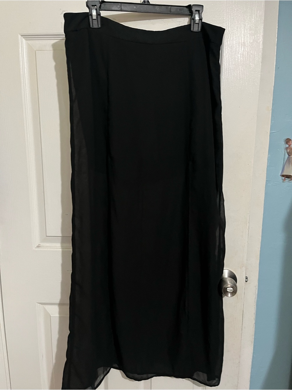 Fun & Flirt Black Maxi Skirt with Sheer Overlay